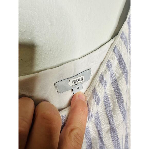 RAILS Blue White Scoop Neck Linen Blend Ruffled Tiers Sandy A-Line Dress Size S - Picture 5 of 10